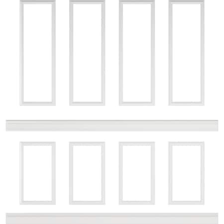 Ekena Millwork 94 1/2"L (Adjustable 108"H to 132"H) Ashford Square Panel Stacked Wall Wainscot Paneling Kit WPKUST042P108